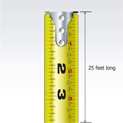 Katzco Retractable Tape Measure - 2 Pack, 25 Feet Long - Durable and Heavy-Duty Tape