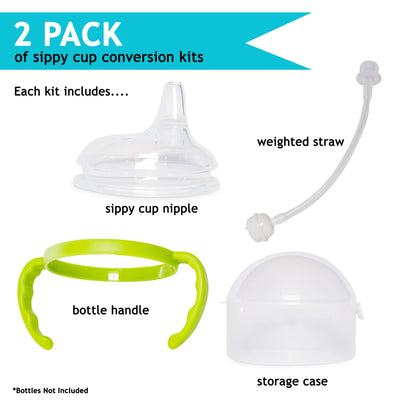 Soft Spout Transition Sippy Cup Kit for Comotomo Baby Bottles | Conversion Kit Fits 5