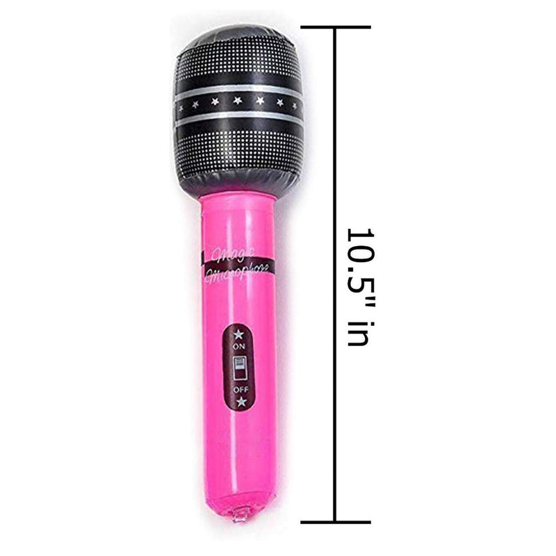 Kicko 10.5 Inch Wireless Inflatable Microphone - 12 Pack of Multicolored Mic - Perfect