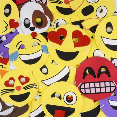 Kicko Foam Emoticon Masks - 12 Pack - 7.5 Inch - for Kids, Party Favors, Stocking