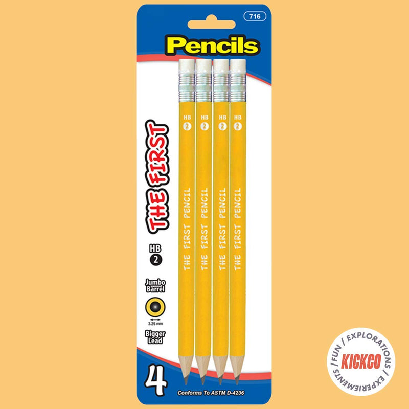 Kicko Jumbo Yellow Pencils - 6 packs 4 for a Complete Set of 24 Pencils - Number 2 Huge