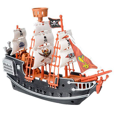 Kicko Skeleton Pirate Ship Galleon - 1 Pack - 10 Inch - Caribbean Adventure Toys for Kids