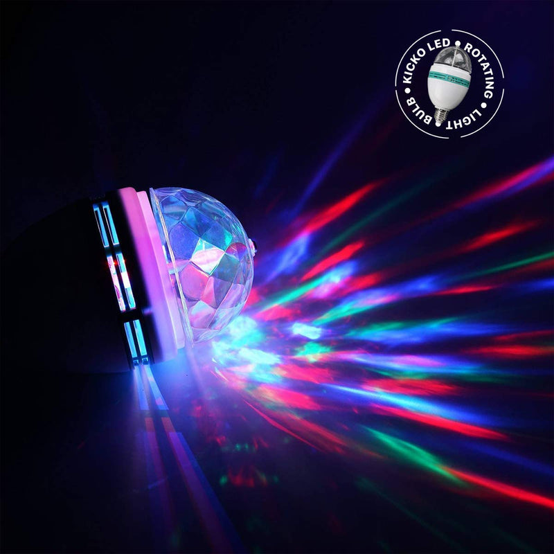 Kicko LED Rotating Light Bulb - Multicolor Party Light Bulbs  3 Pack of Disco Lights