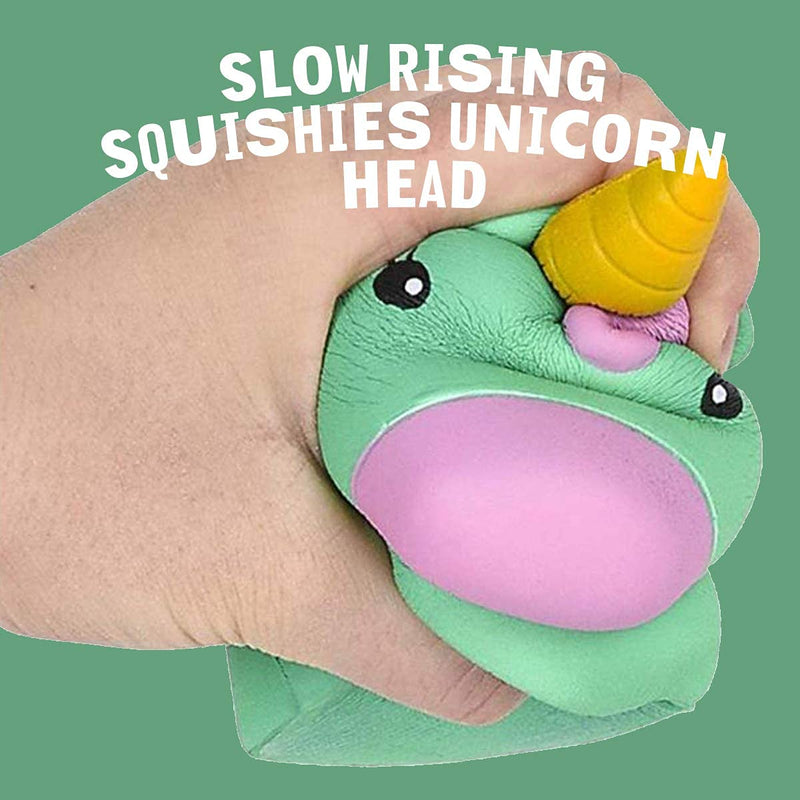 Kicko Slow Rising Toy Unicorn Head Squishies for Stress Relief, Sensory Toy, Party Supply