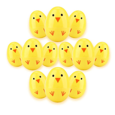 Kicko Chick Easter Eggs - 12 Pack - 2.25 Inch Plastic Chicken Eggs for Easter Basket