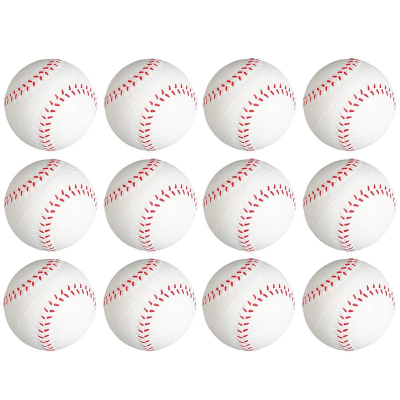 Kicko 2.5 Inch Baseball Stress Ball - 12 Pieces Squishy Sports Toy - Party s, Hand