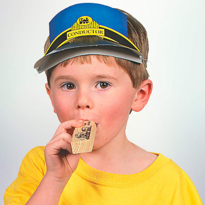 Kicko 12 Pack Wooden Train Whistles, 5.75 Inch - Printed On A Locomotive and Words Train