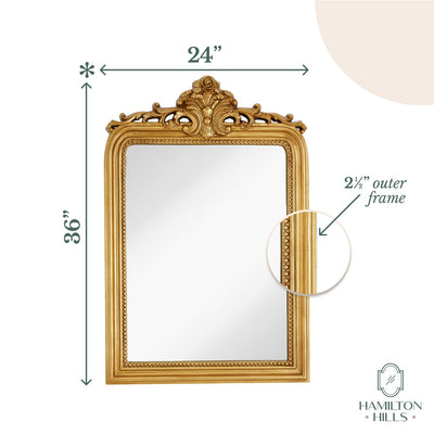 Hamilton Hills Top Gold Baroque Wall Mirror | Rich Old World Feel Framed Beveled Elegant