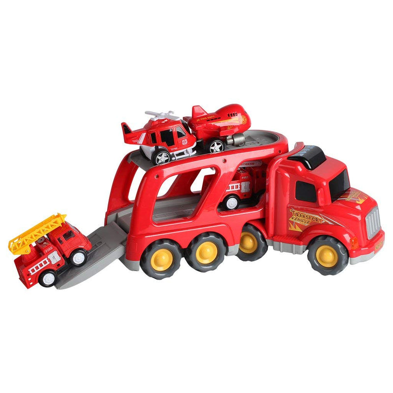 Fire Truck Rescue and Emergency Transport Vehicle with Helicopter, Airplane and 2 Fire