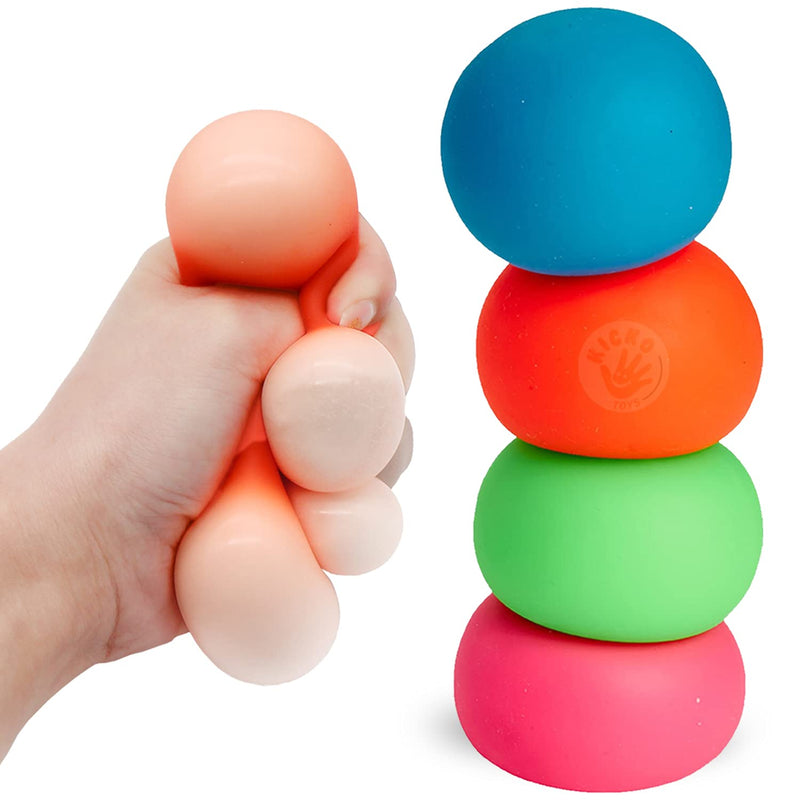 Kicko Sensory Squeeze Balls - 4 Pack - 2 Inch - Colorful Soft Stretchy Stress Balls