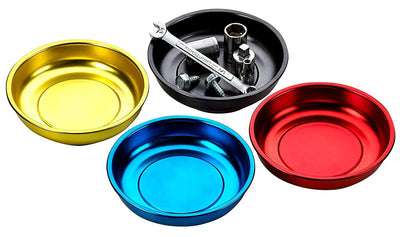 Katzco Magnetic Mini Tray Holders - 4 Pack Multi Color - Use in Garage, Home, Construction