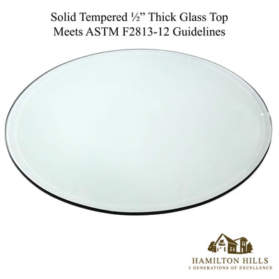 28 Inch Beveled Glass Table Top | 1/2" Thick Tempered Polished Edge | 28" Diameter 1"