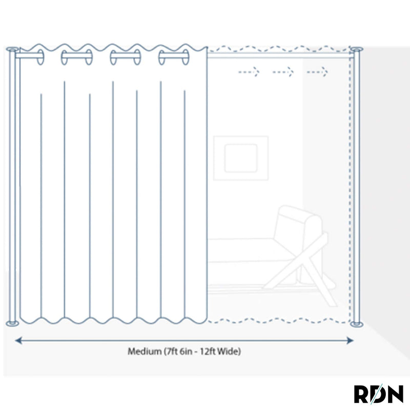 Zenfinit Room Divider Kit - Medium A, 8ft Tall x 7ft 6in - 12ft Wide, Blue Stripe (Room