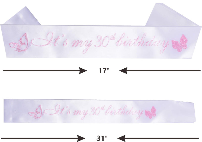 30th Birthday Gifts for Women, 30th Birthday Tiara and Sash, Its My 30th Birthday Sash