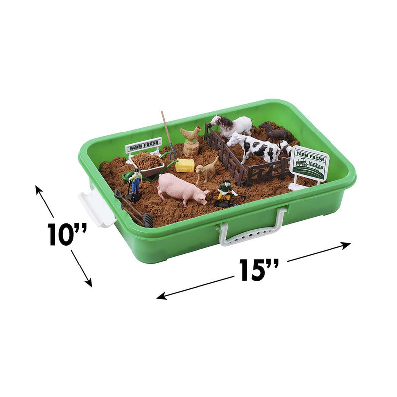 Farm Sand Play Set - Sensory Toys for Kids with 2 lbs of Sand, Farm Animals, Signs