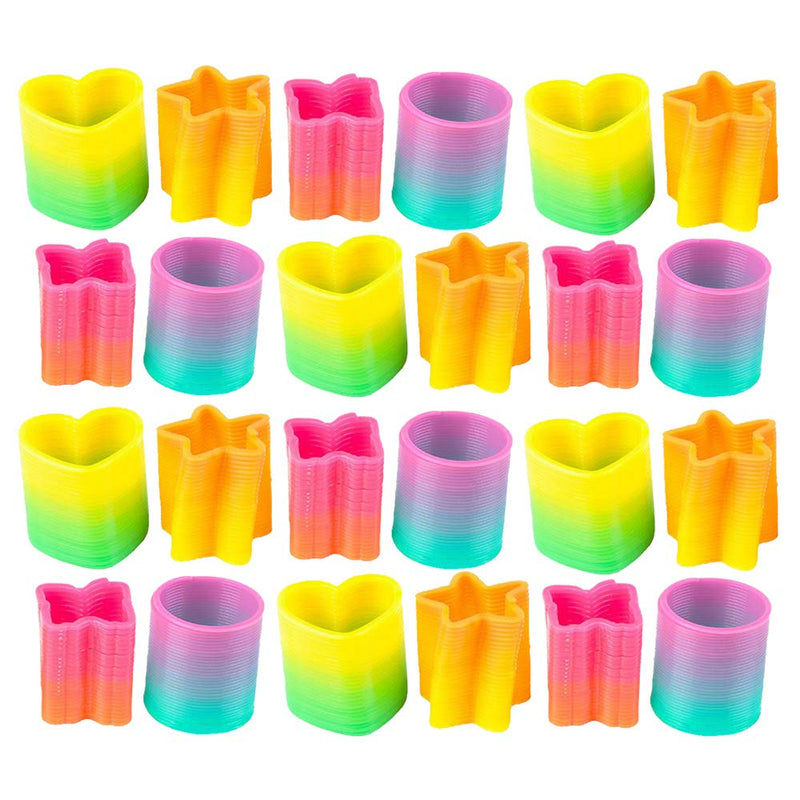 Kicko Assorted Shape Springs - 24 Pack - 1.4 Inch Plastic Coil Springs in Different Colors