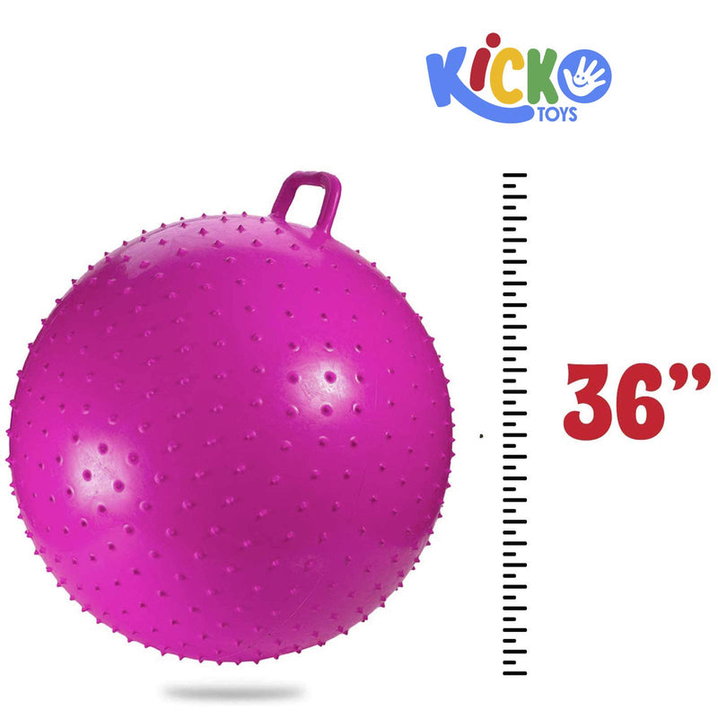 Kicko 1 Bouncy Knobby Ball with Handles 36 Inches Tall - 3 Feet High When Inflated -