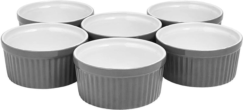 Oven Safe Ceramic Ramekins Souffle Dishes For Souffle, Creme Brulee and Dipping Sauces