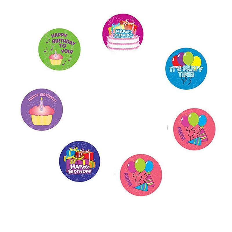 Kicko Birthday Sticker Rolls - 3 Pack - 100 Stickers per Roll Totalling 300 Stickers