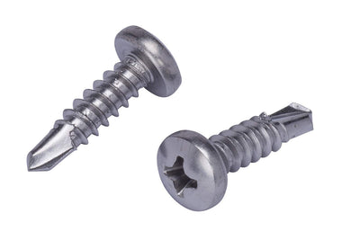 8 X 5/8" Stainless Pan Head Phillips Self Drilling Screw, (100pc), 410 Stainless Steel