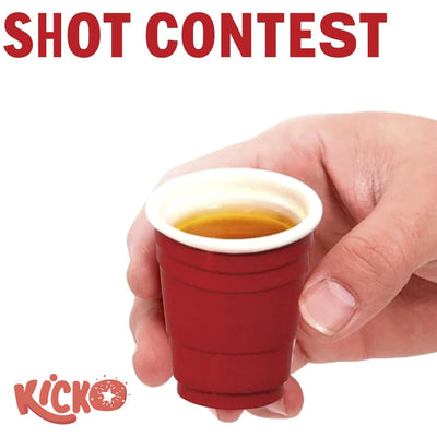 Kicko Red Shot Glass with Bead Necklace - Reusable Plastic Cups for Party Drinks