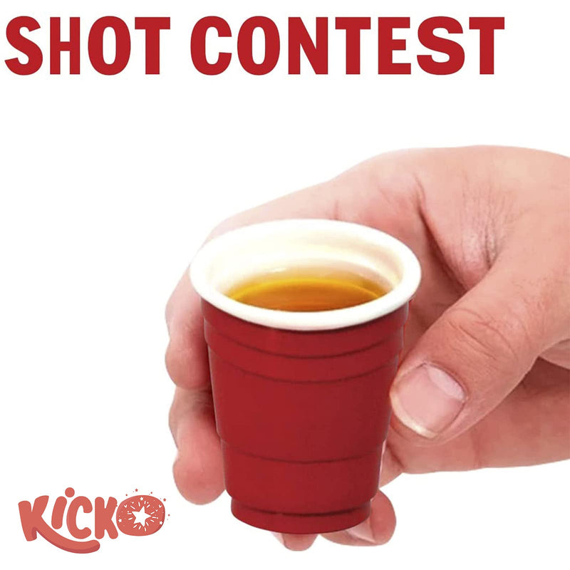 Kicko Red Shot Glass with Bead Necklace - Reusable Plastic Cups for Party Drinks