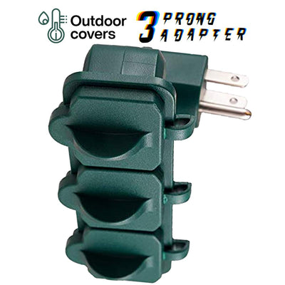 Katzco 3 Way Outlet Wall Tap - Right Angle Shaped Triple Prong Wall Splitter Adapter