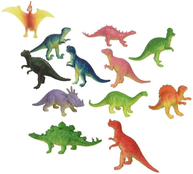 Kicko Plastic Mini Dinosaurs 1.75  4.5 Inches - Pack of 10 - Assorted Colored Dinosaur