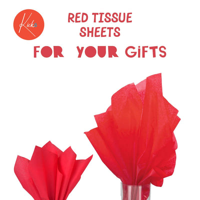 Kicko Red Tissue Sheets - 20 Pack - 20 x 26 Inches - for Kids, Party Favors, New Moms