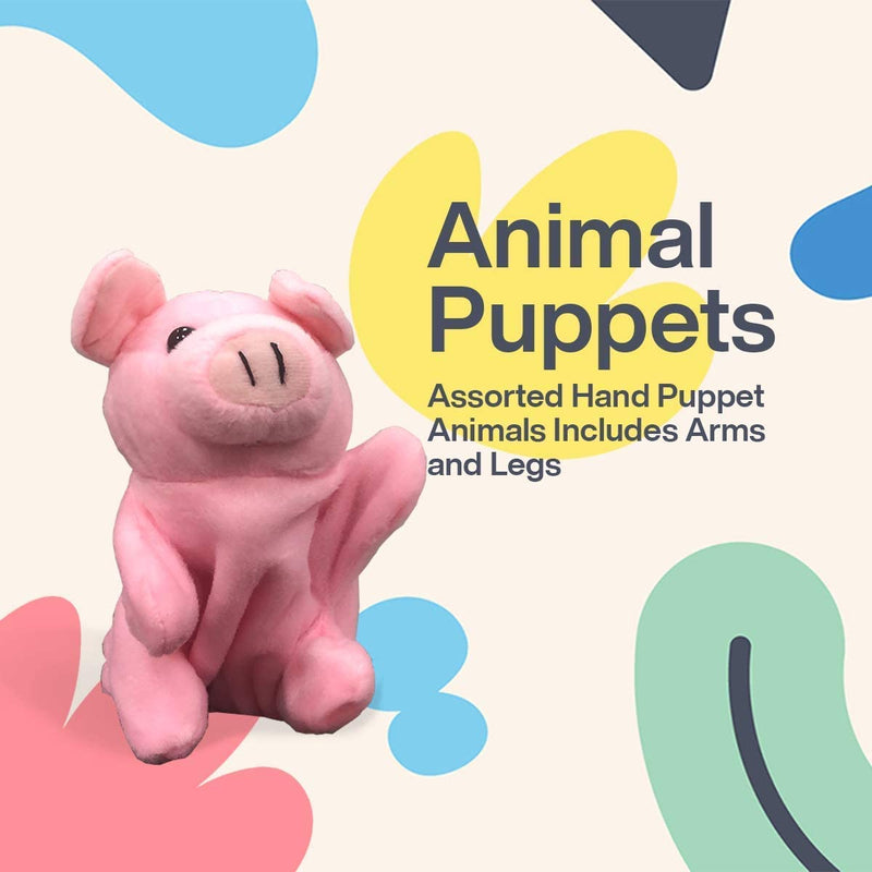 Kicko Animal Puppets 8.25 Inches - 12 Pieces - Assorted Hand Puppet Animals Includes Arms