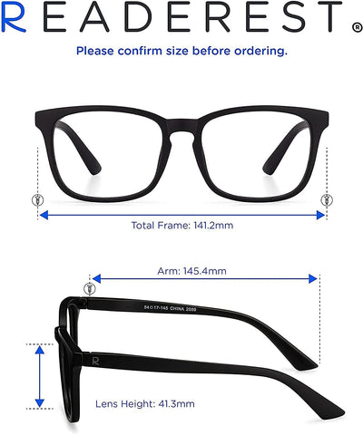 Readerest Blue Light Blocking Reading Glasses (Black, 0.25 Magnification) Computer