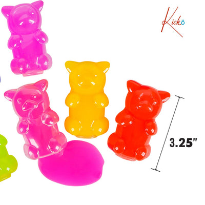 Kicko Gummy Bear Slime - 12 Pack - Neon Gooey Slimes in Teddy Bear Shaped Jars - for Party