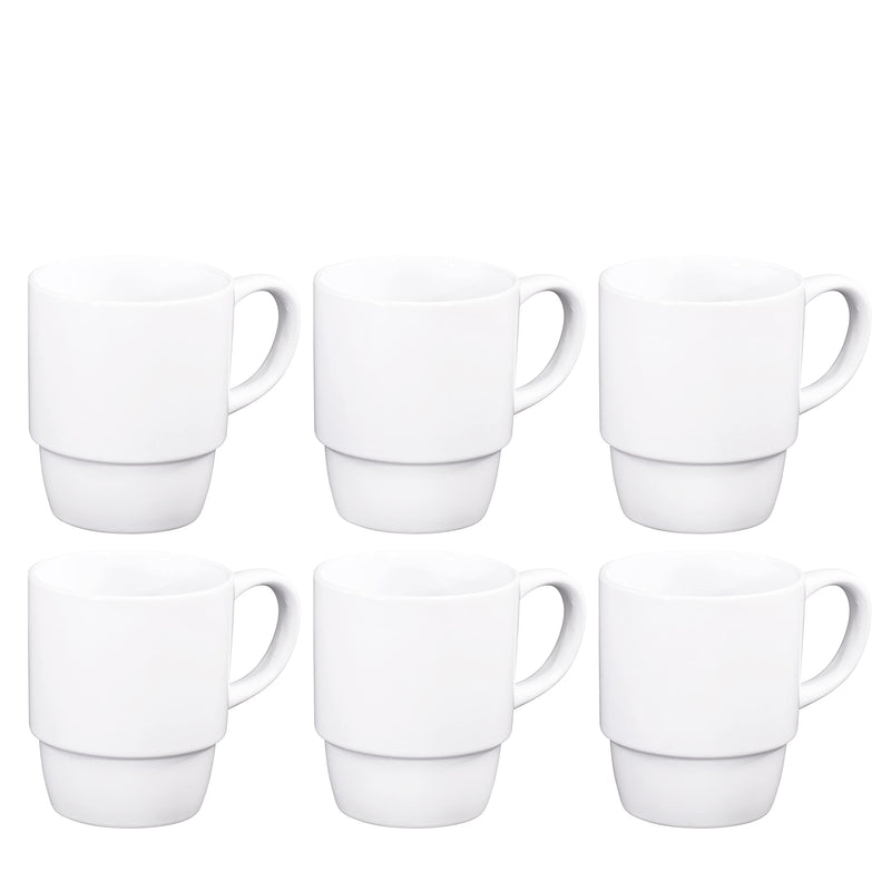 Ceramic Stacking Coffee Mug Tea Cup Dishwasher Safe Set Of 6 - Large 18 Ounce,