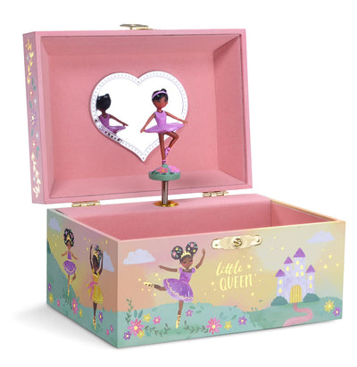 Jewelkeeper Girl's Musical Jewelry Storage Box with Black Ballerina, Little Queen Design