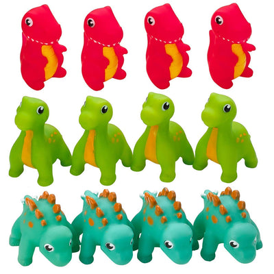 Kicko Rubber Dinosaur Squishy Toy - 12 Pack - Mini Squirting Dino Toy - for Party Favors