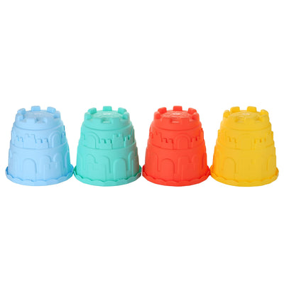 4 Pack Sand Castles Beach Buckets Toy Set,Colorful Sandcastle Mould Pails for Kids