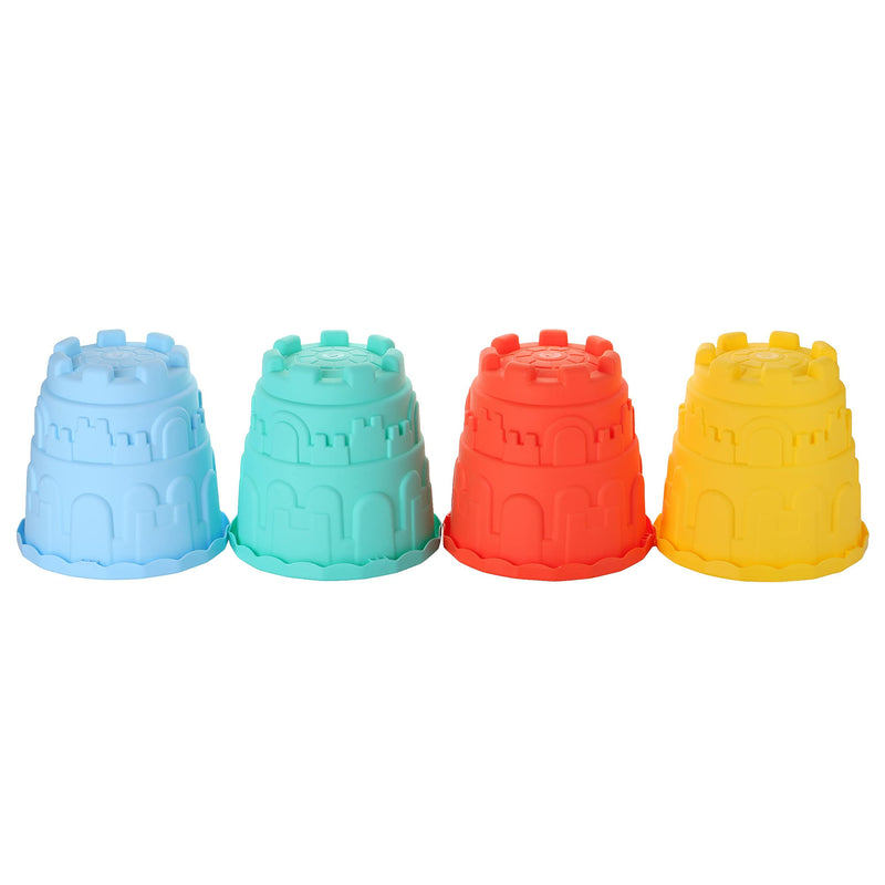 4 Pack Sand Castles Beach Buckets Toy Set,Colorful Sandcastle Mould Pails for Kids