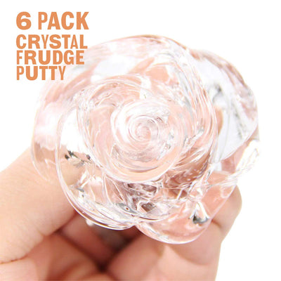 Squeeze Craft 6 Pack Crystal Frudge Putty - 1.75 oz. per Container, Ideal for Sensory