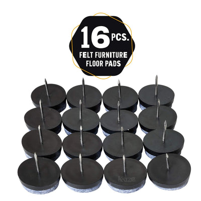 Katzco 1 inch -16 Pc. Felt Furniture Floor Pads  Hook in Protectors for Furniture