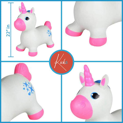 Kicko Inflatable Bouncing Unicorn - 22 Inch Animal Bouncy Hoppers for Girls - Bouncy