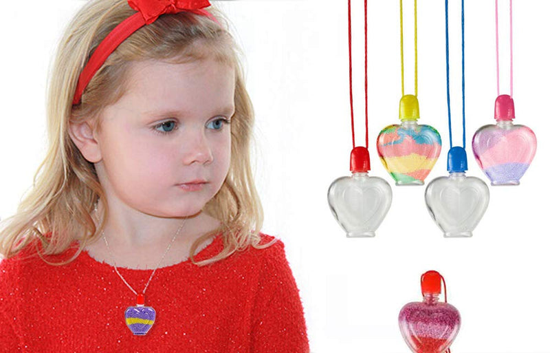 Kicko Heart Sand Art Necklace - 24 Pack - Cool and Fun Stylish Assorted Heart-Shaped