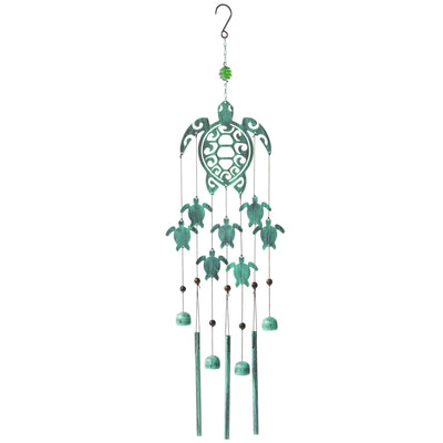 VP Home Tribal Turtles Outdoor Garden Decor Wind Chime (Rustic Sea Green