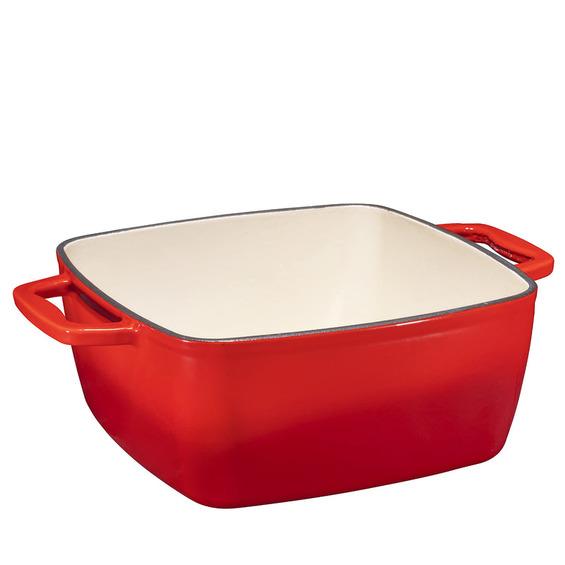 Enameled Cast Iron Casserole Square Dutch Oven Braiser - Pan with Cover, 3.8-Quart