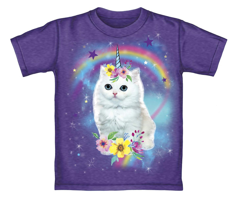 Unicorn Cat Heathered Youth Tee Shirt (Large 12/14