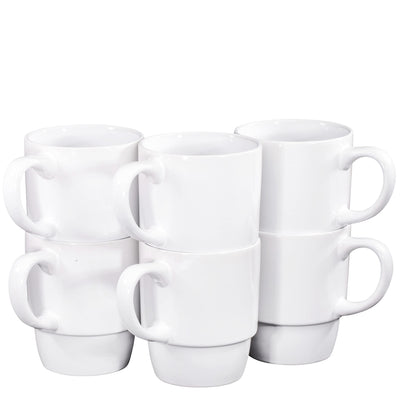 Ceramic Stacking Coffee Mug Tea Cup Dishwasher Safe Set Of 6 - Large 18 Ounce,