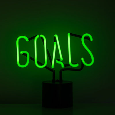 Amped & Co GOALS Real Neon Light Handcrafted Novelty Desk Lamp, Large 9.6x9.6, Green Glass