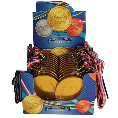 Kicko Milk Chocolate Gold Medallion with Ribbon - 1 Set of 24 Pcs - 0.8 Ounces Each - 3