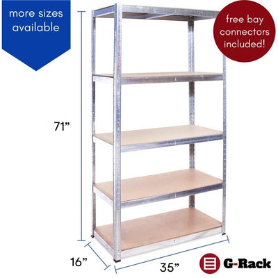 Garage Shelving Units - 71"H x 35"L x 16"W - Heavy Duty Racking - Shelves for Storage -1