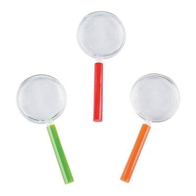 Kicko Plastic Magnifying Glass - Pack of 24-4.25 Inches Assorted Colors - Mini Handheld