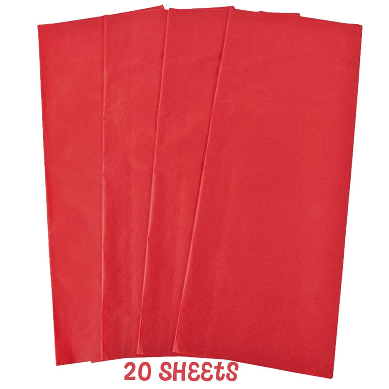 Kicko Red Tissue Sheets - 20 Pack - 20 x 26 Inches - for Kids, Party Favors, New Moms